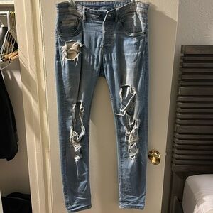 H&M heavy distressed skinny jeans
